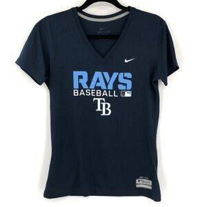 NIKE Dri-Fit Tampa Bay Rays Shirt V Neck Baseball Fan Blue Women Short SleeveMLB